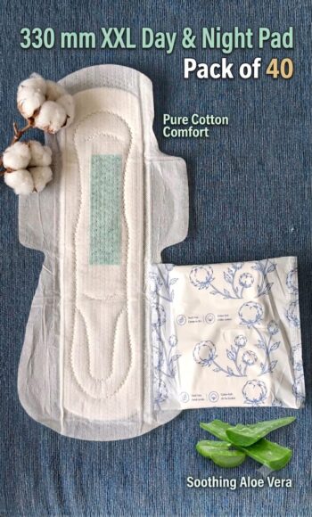 Pure cotton anion sanitary pads Day & Night XXL size 320 mm  pack of 40 pc