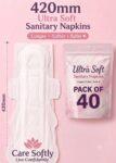 Pure cotton anion sanitary pads for Night & heavy flow 4XL size 420 mm  pack of 40 pc