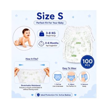 Baby diaper Small size 3 to 8 kg pack of 100 pc