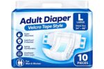 Adult diaper Velcro tap style Large(L) size pack of 10 pc