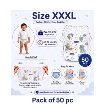 Baby diaper XXXL size 24 to 32 kg pack of 50 pc