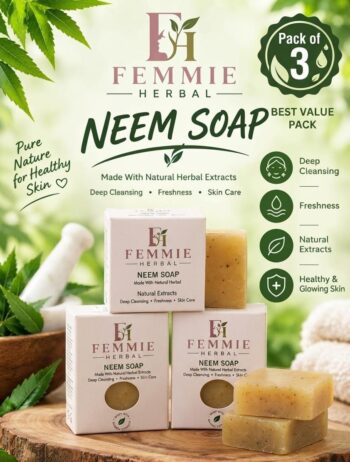 Femmie Neem Herbal Soap – Herbal Cleansing & Freshness pack of 3 pc