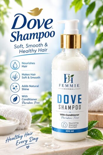 Femmie herbal dove shampoo 300ml special for soft, smooth & healthy hair.